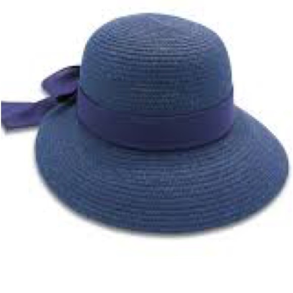 🔥Magu Distributors Headwear Avant Garde Sunhat Navy Blue, Gauzy Wrap w/Back Bow - Picture 4 of 10